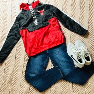 Chicago Bulls Black and Red Windbreaker Jacket